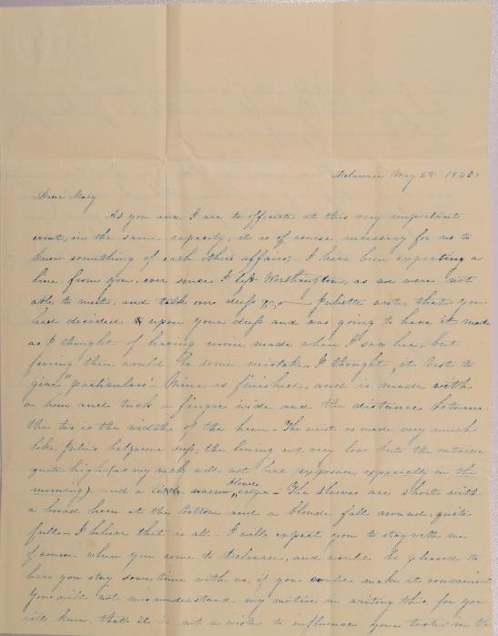 Letter to Mary Johnson of Worthington, Ohio from Ellen Smith of Delaware, Ohio