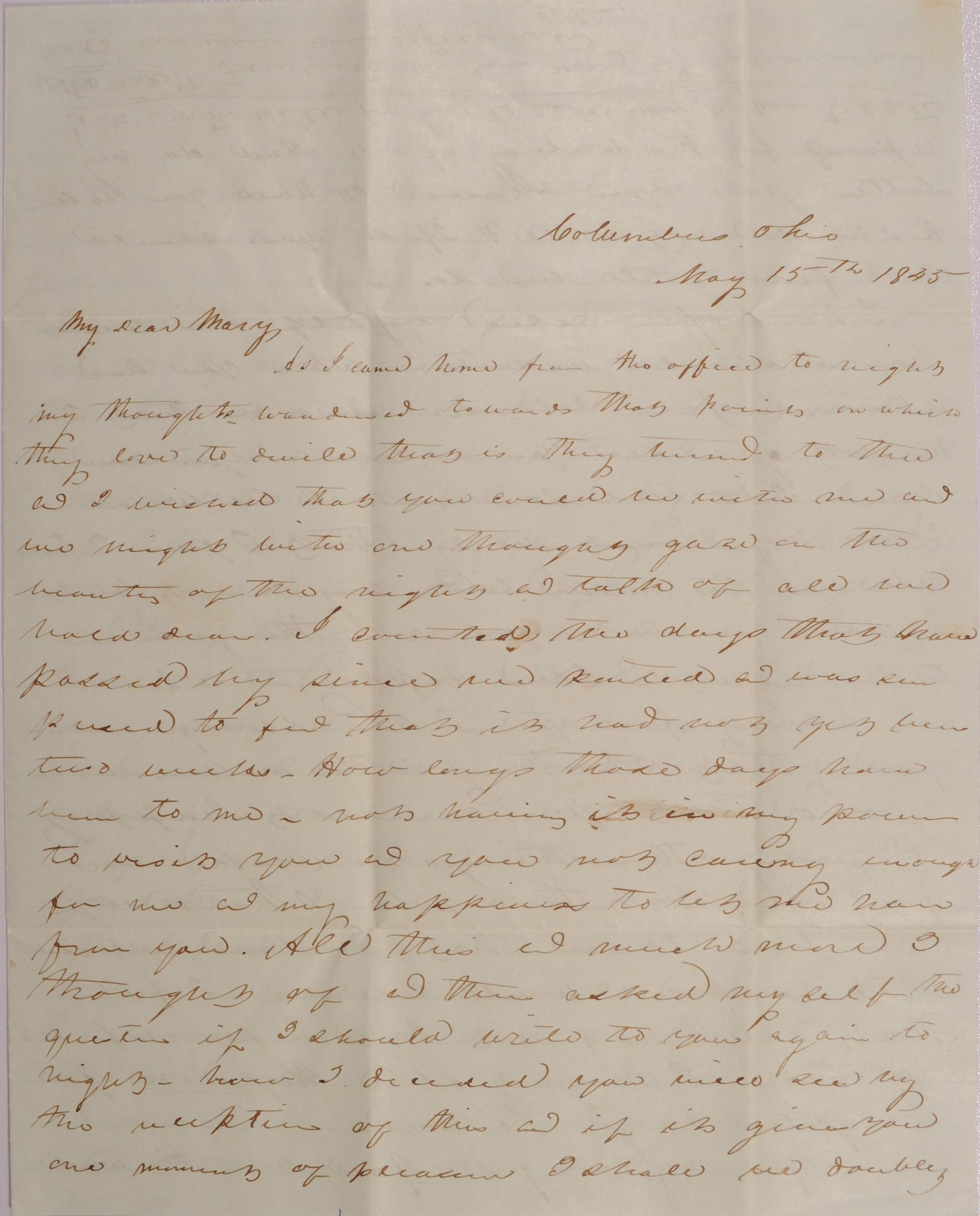 Letter to Mary Johnson of Worthington, Ohio from John Christian of Columbus, Ohio