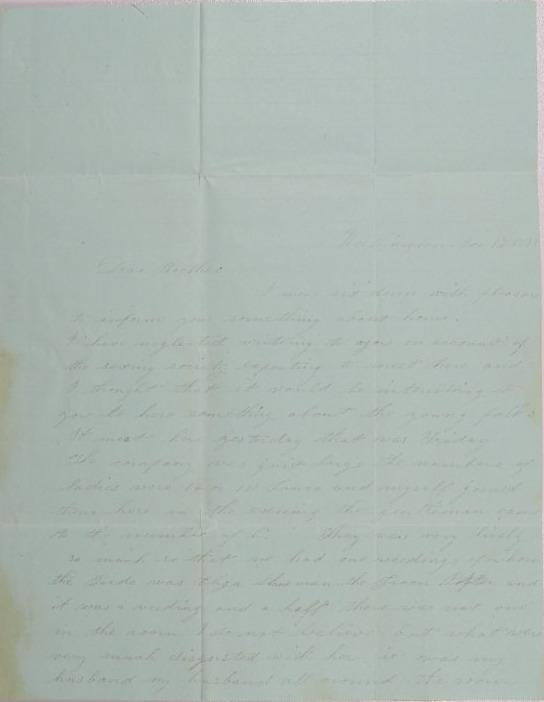 Letter to William M. Johnson of Milan, Ohio from Mary Johnson of Worthington, Ohio