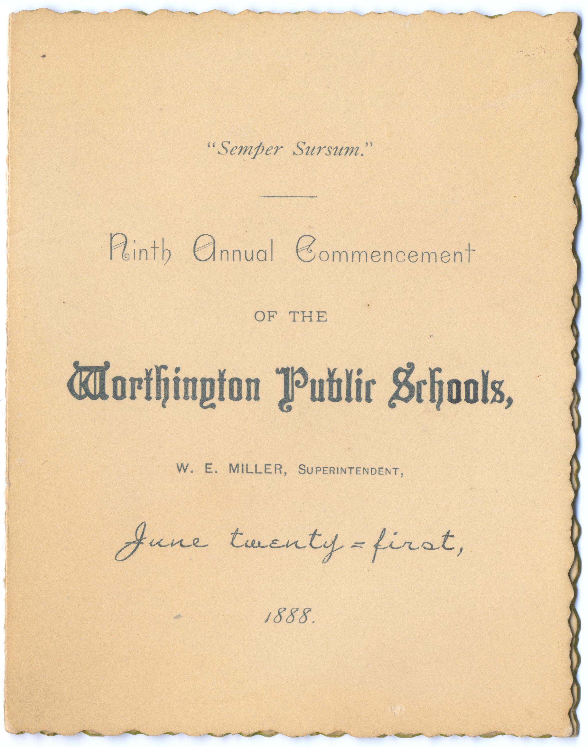 Ninth Annual Commencement of the Worthington Public Schools