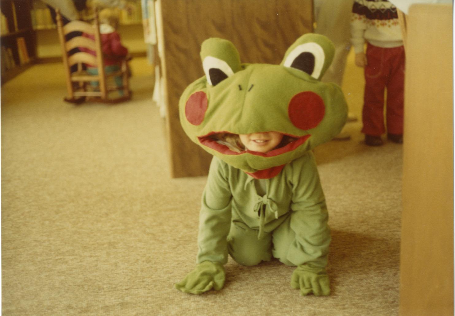 Photograph of Child in Frog Costume at Halloween