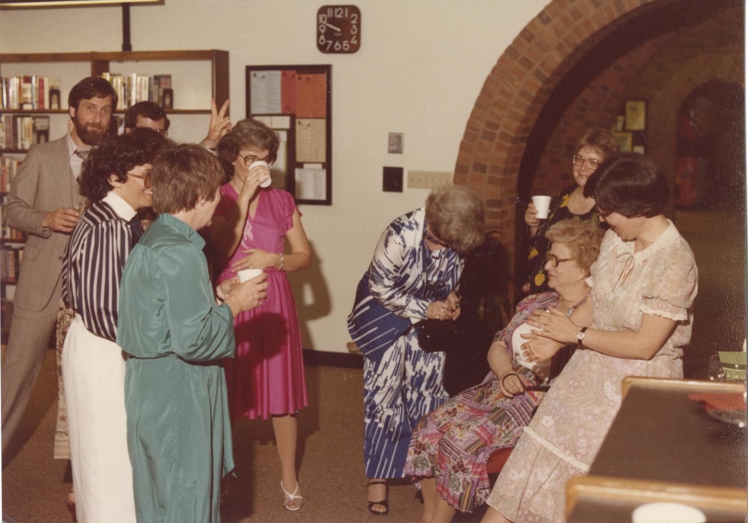 Photograph of Group on Main Floor of the Old Worthington Library for Wedding, May 8, 1982