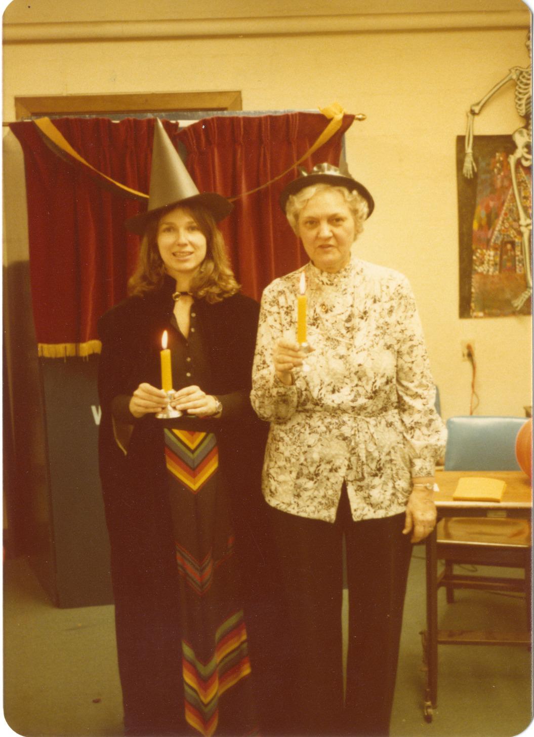 Photograph of Rachel Alexander and Peg Wheaton in the Children's Room at the Worthington Public Library