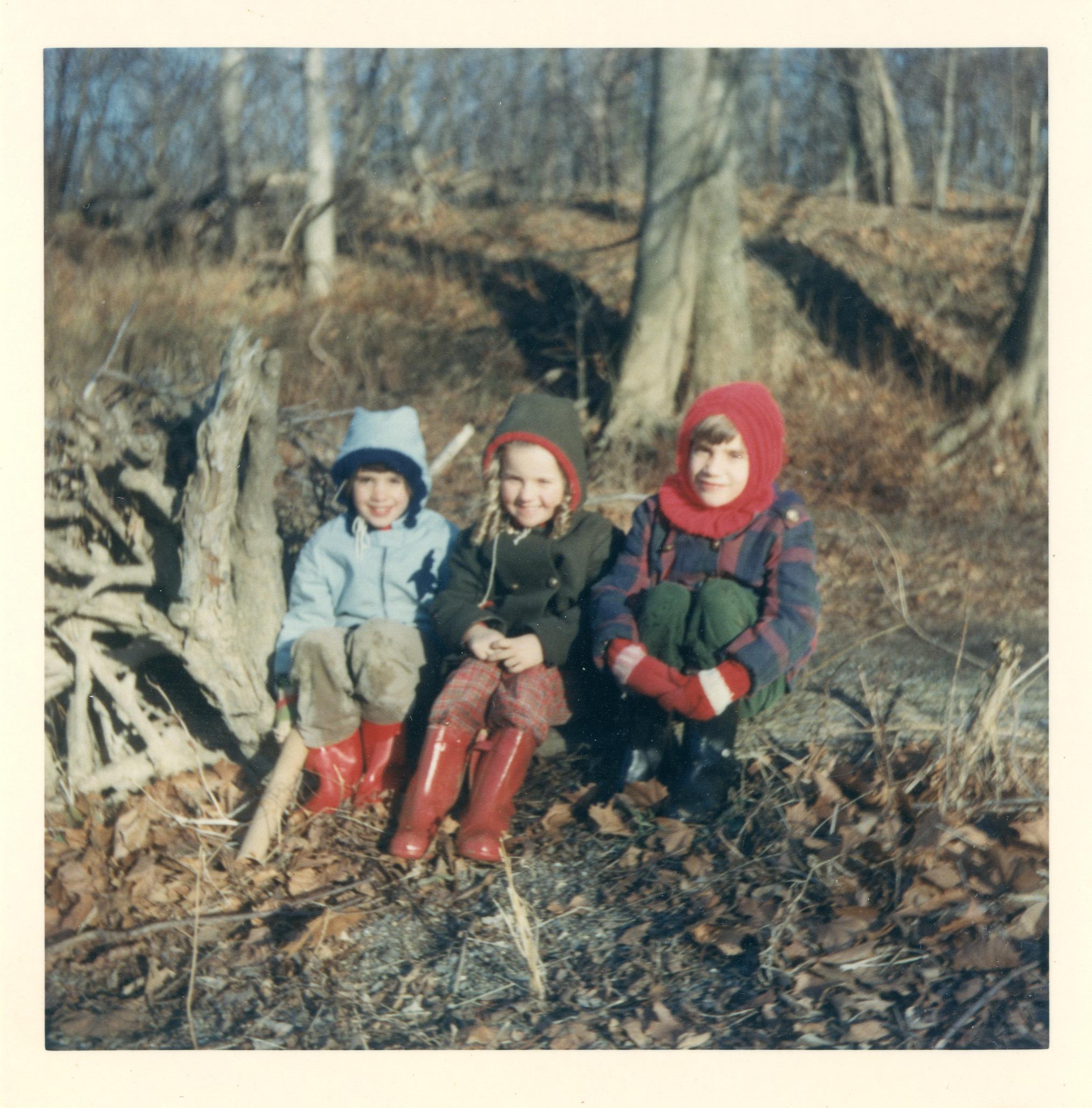 Photograph of Three Girls Near the Olentangy River in January 1965
