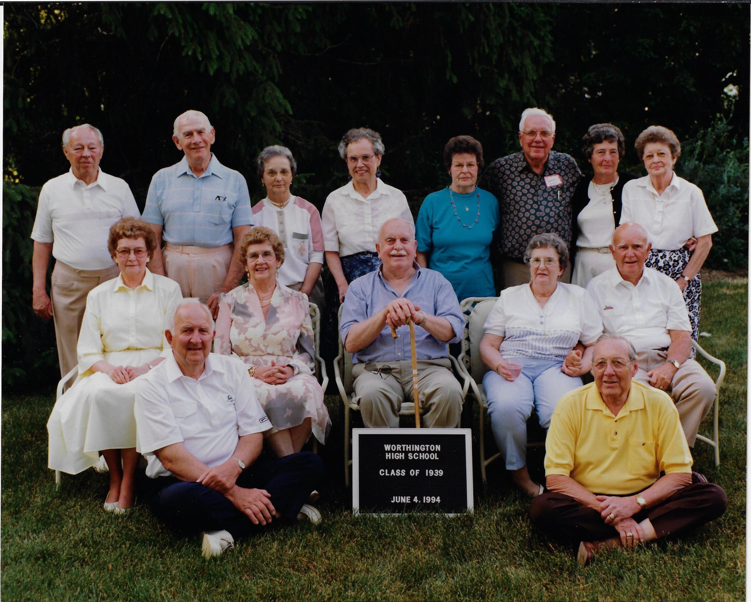 Photograph of Worthington High School Class of 1939's 55th Reunion