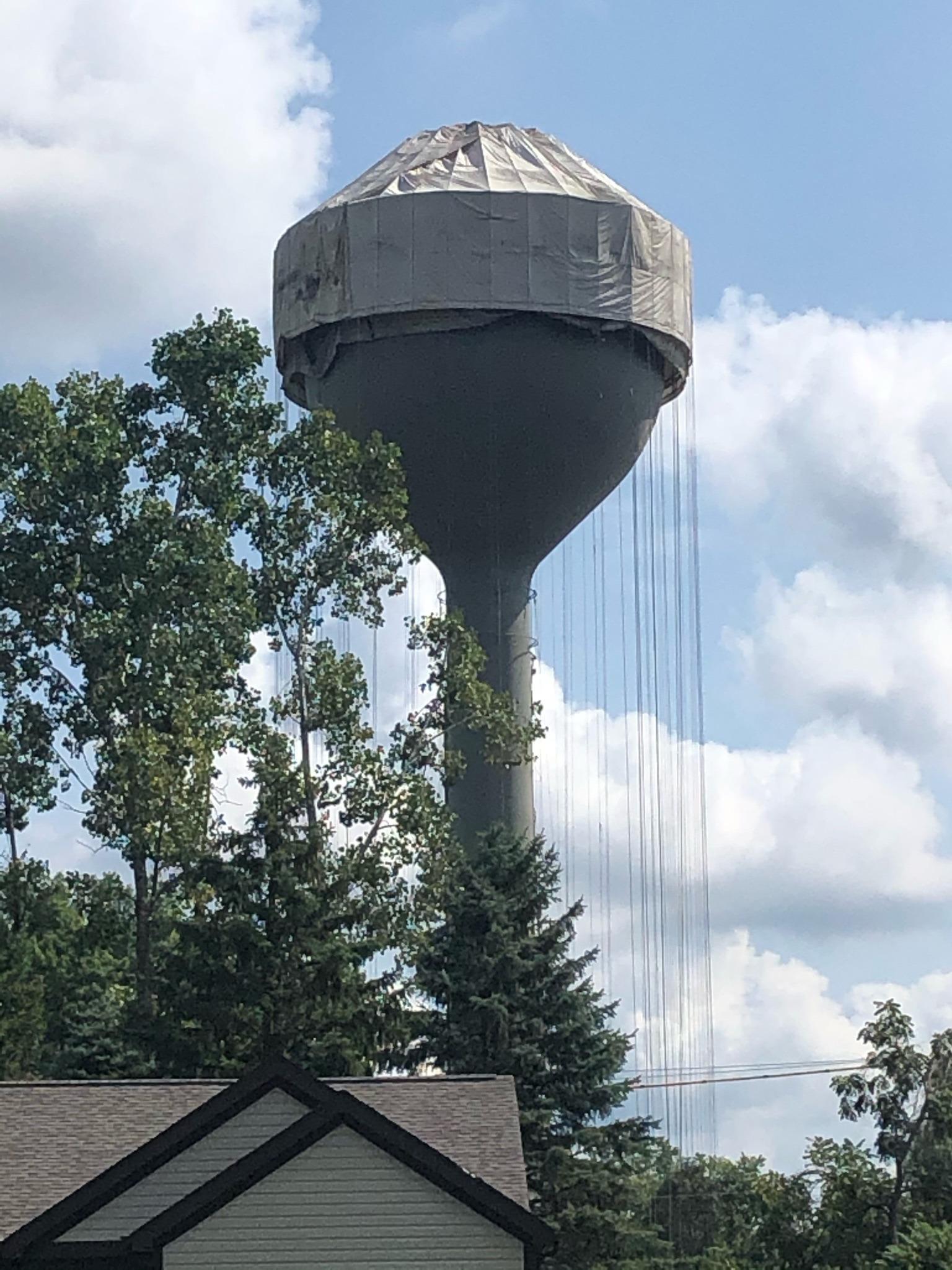 Photograph of the Worthington Hills Water Tower With a Fresh Coat of Primer, 2020