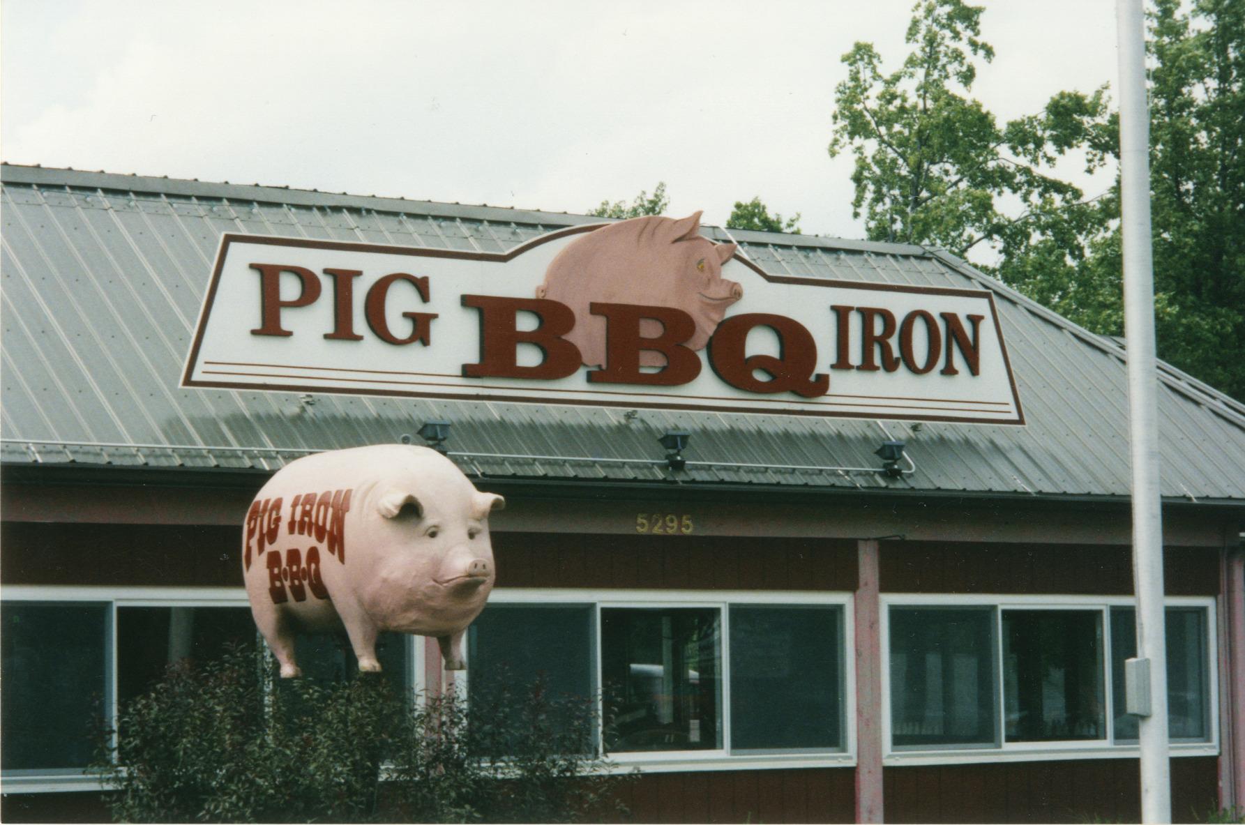 Pig Sign and Storefront for the Pig Iron BBQ