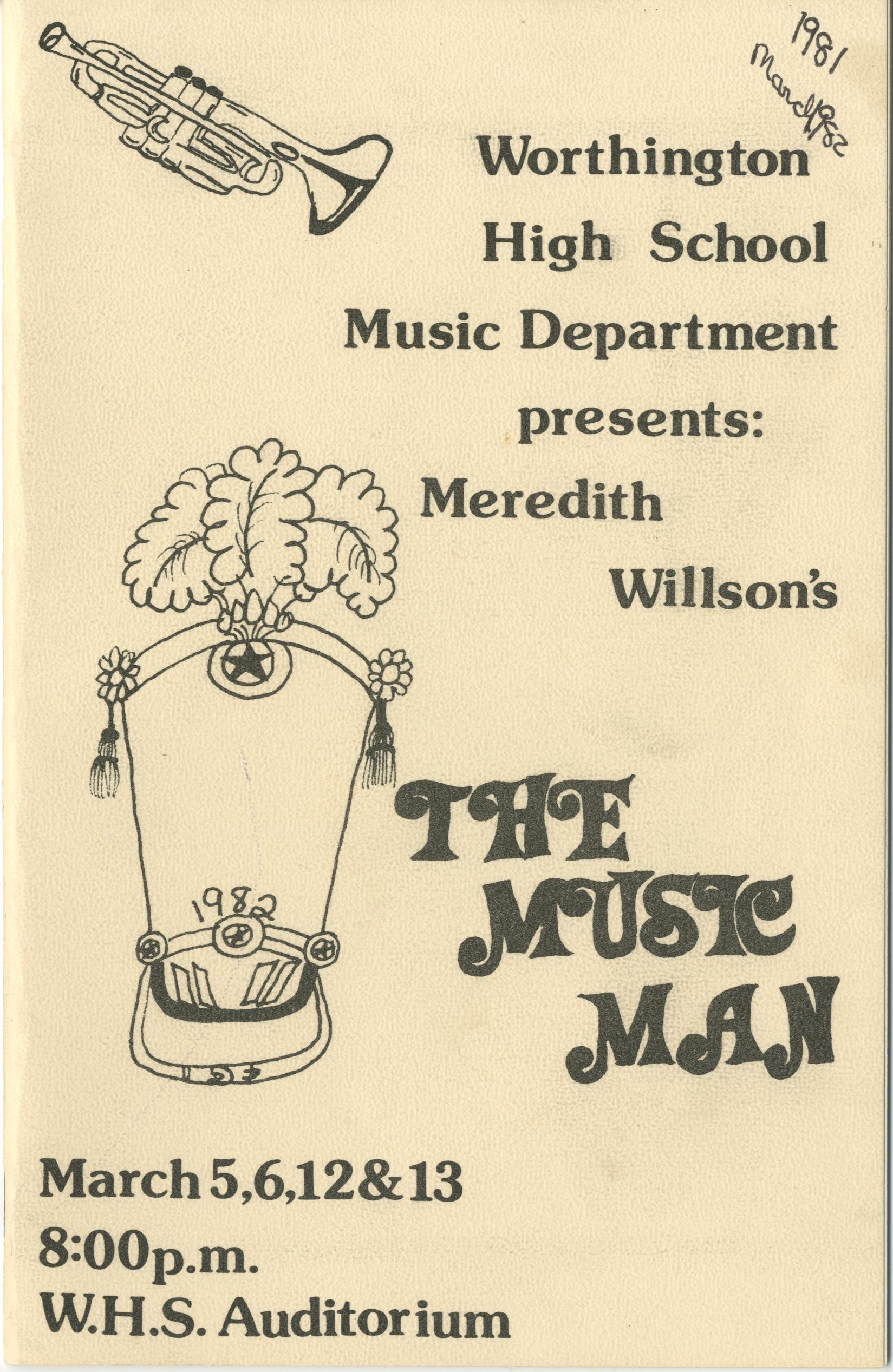 Program for the Worthington High School Production of "The Music Man"