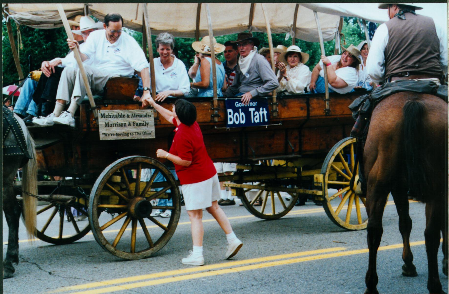 Recieving Library Books from Wagon Train
