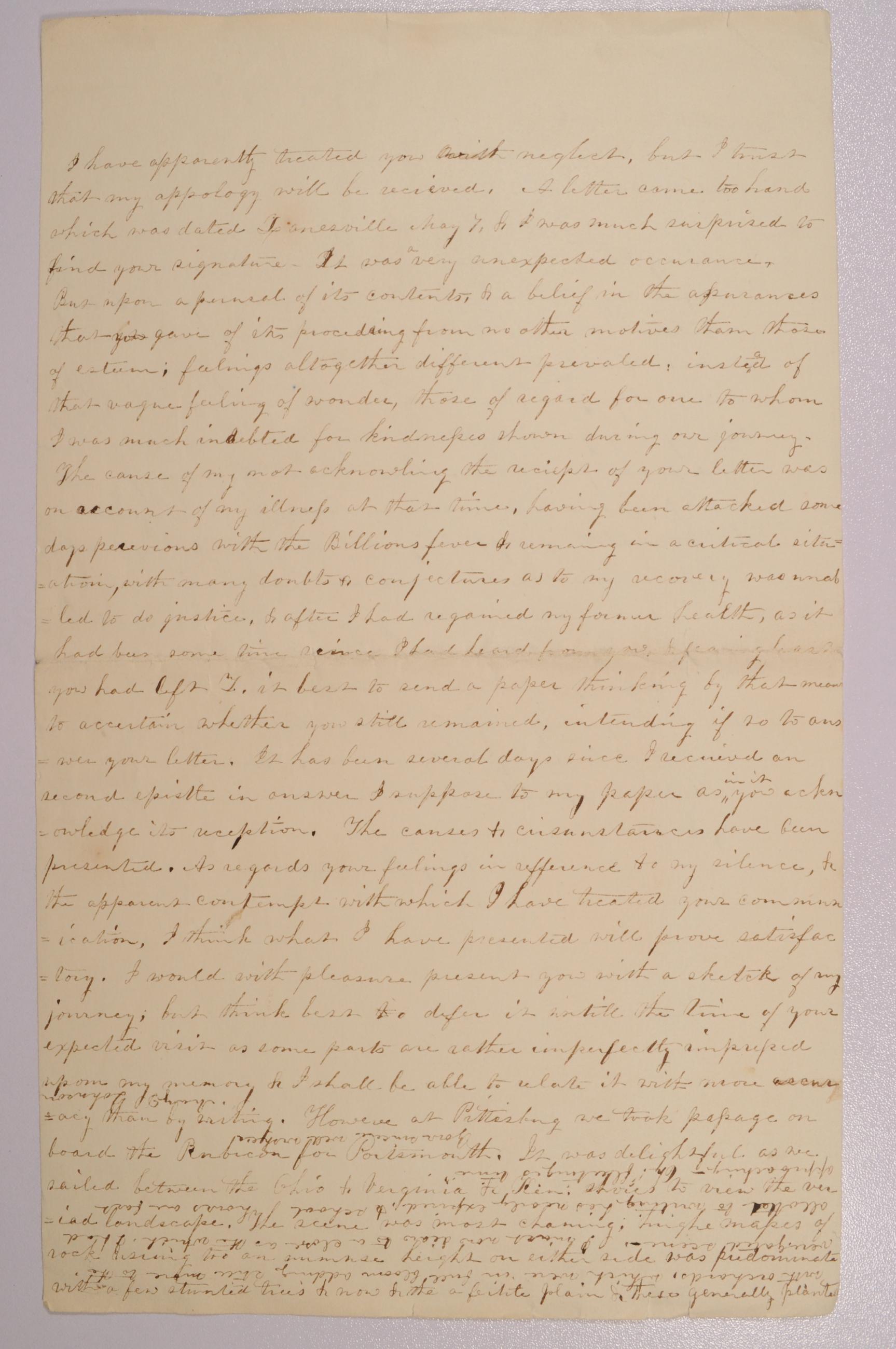 Unfinished Draft of Letter Written by Mary Johnson, Likely to John Worman