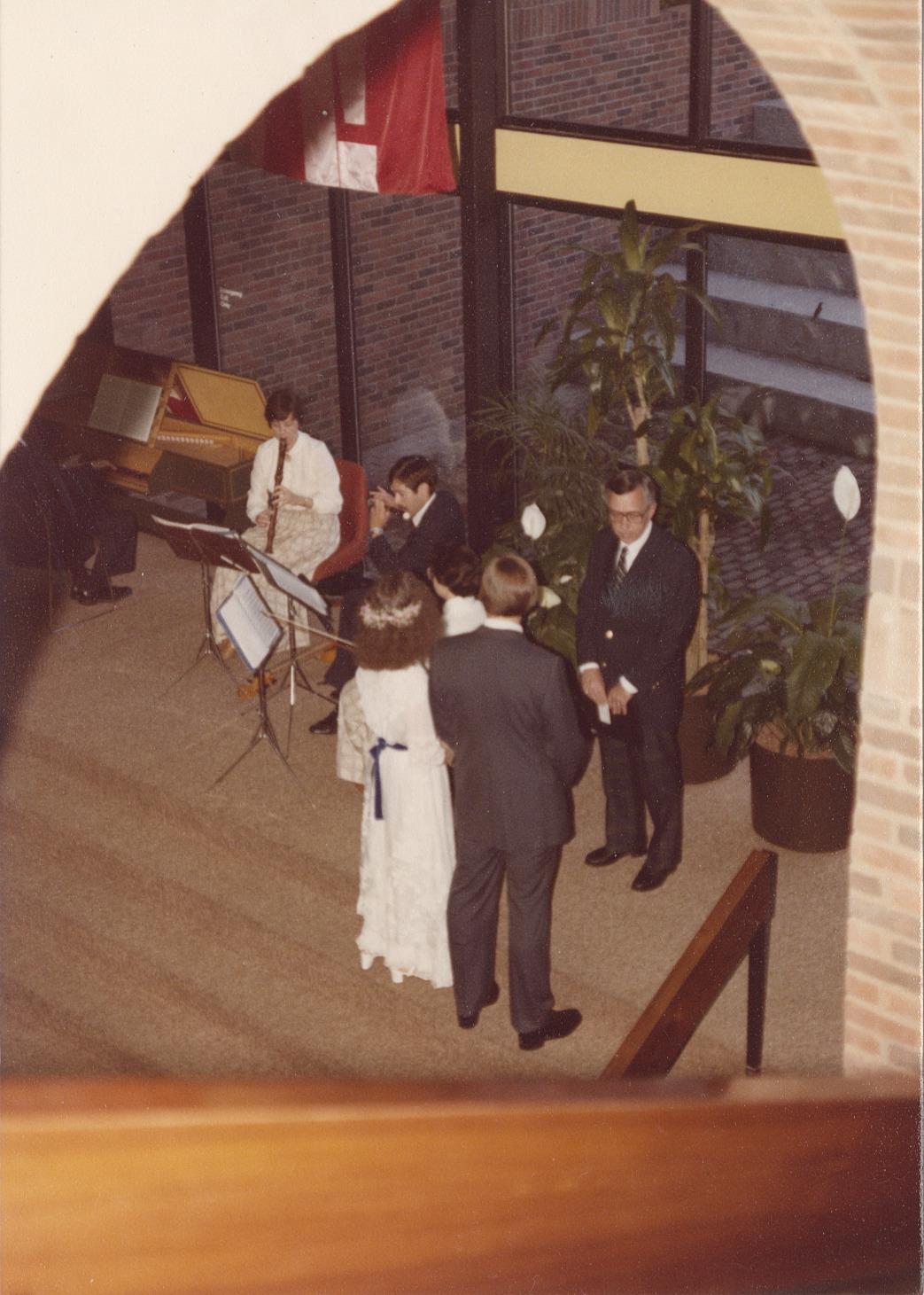 Wedding Ceremony on the Landing at the Old Worthington Library