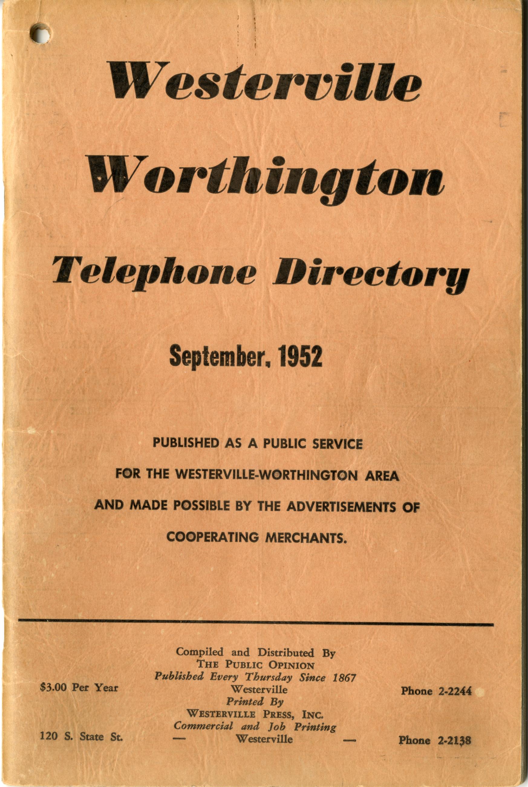 Westerville Worthington Telephone Directory