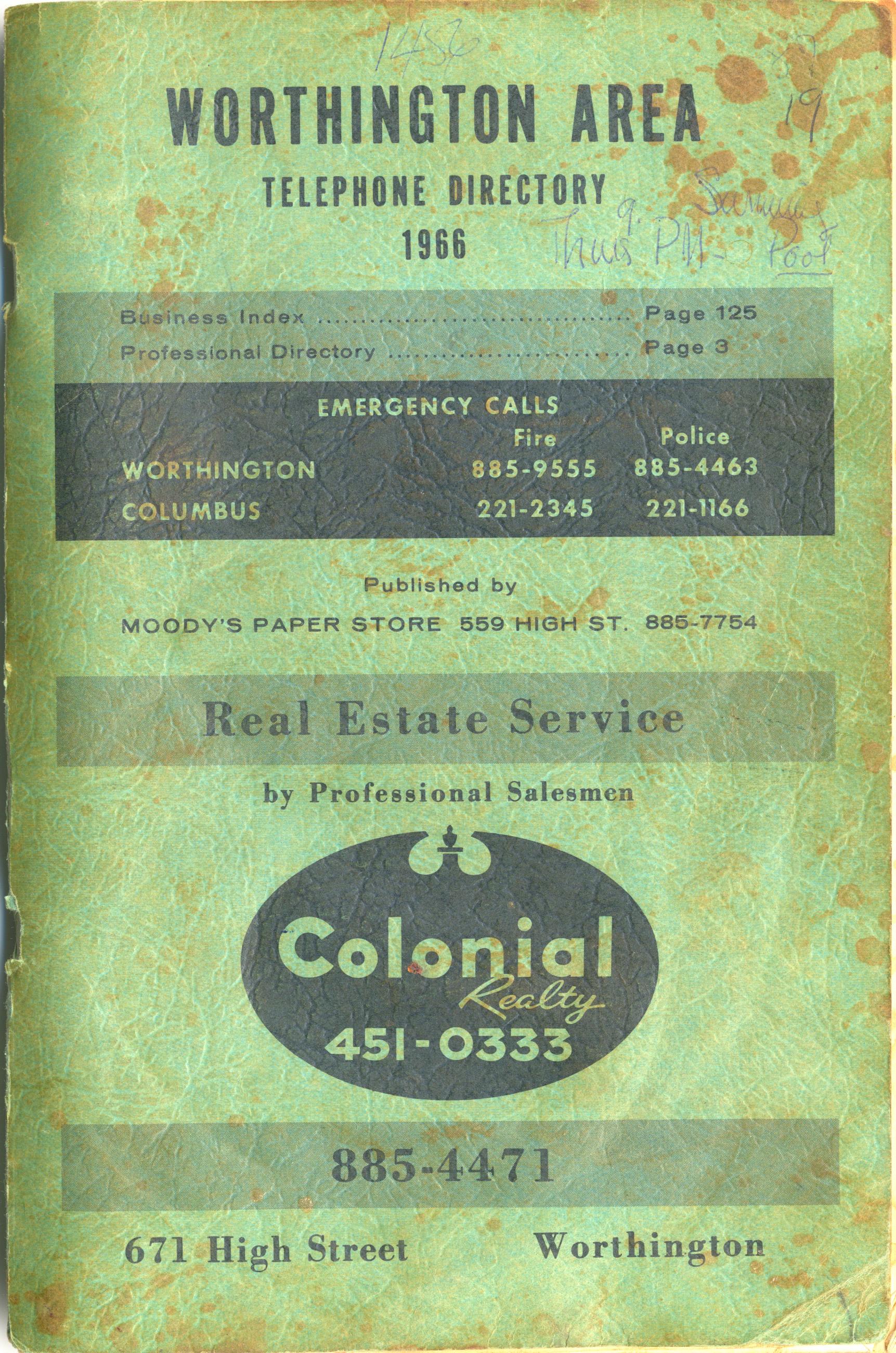 Worthington Area Telephone Directory 1966