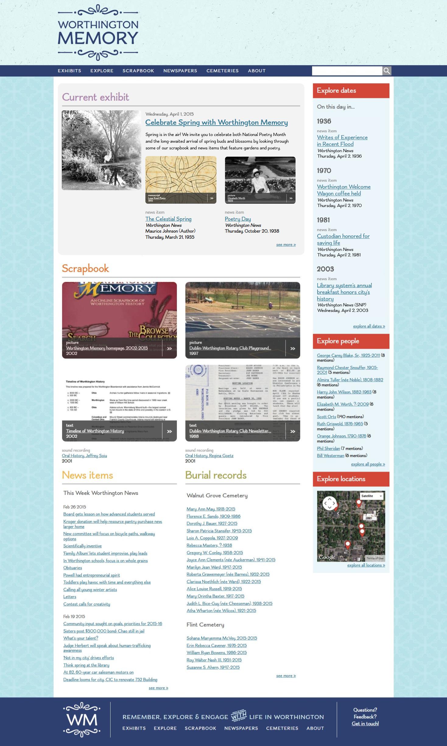 Worthington Memory Homepage, 2015-2025