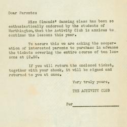 Activity Club Correspondence