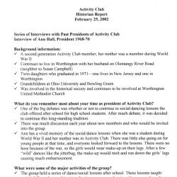 Activity Club Historian Report