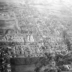 Black and white photo of neighborhoods