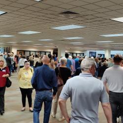 Attendees at the Thomas Worthington High School Alumni Tour, Gathered in Library