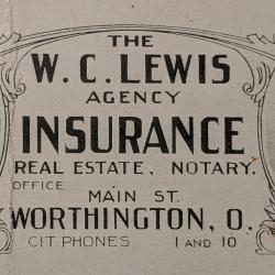 Business Card for W.C. Lewis Agency Insurance