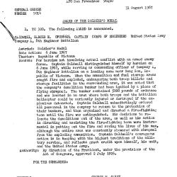 Black and white typed document announcing Soldier's Medal Award Given to Harold E. Caldwell