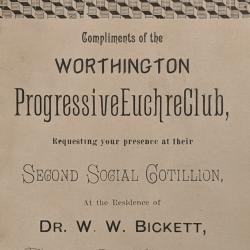 Dance Card for for Progressive Euchre Club Cotillion