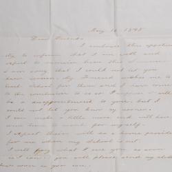 Letter to Achsa (Maynard) Johnson from Former Boarder, Martha Cary, Concerning Payment