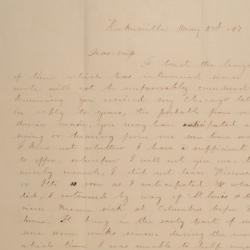 Letter to Mary Johnson of Worthington, Ohio from Leander Holmes in Kirkersville