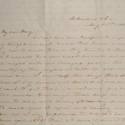 Letter to Mary Johnson of Worthington, Ohio from John Christian of Columbus, Ohio