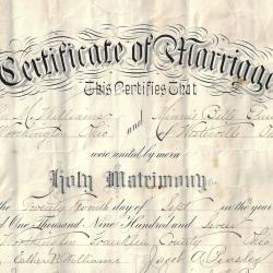 Marriage Certificate of John M. Williams and Minnie Bell Elmore