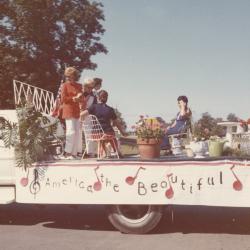 Members of the Worthington Hills Garden Club on Fourth of July Parade Float, 1973