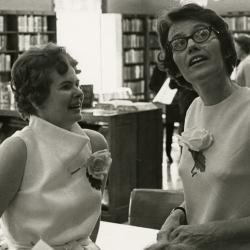 Photograph of Bernice Daniels and Jane Chamberlain at the Worthington Public Library's National Library Week Celebration, 1968
