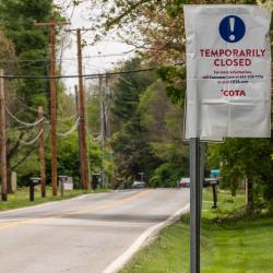 Photograph of COTA Bus Route Sign Temporarily Closed on Linworth Road