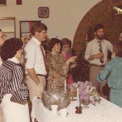 Photograph of Group on Main Floor of the Old Worthington Library for Wedding, May 8, 1982