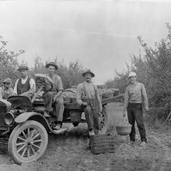 Photograph of Herman Wagner, Frame Brown and Other Workers at the Brown Fruit Farm