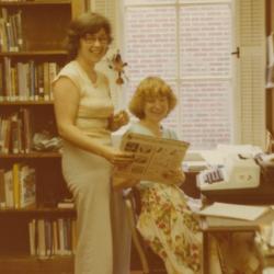 Photograph of Library Staff Members Gail Summerhill and Shirley Vevrette at the Worthington Public Library, 752 High Street