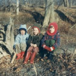 Photograph of Three Girls Near the Olentangy River in January 1965