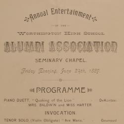 Program for the Worthington High School Alumni Association Entertainment, 1887