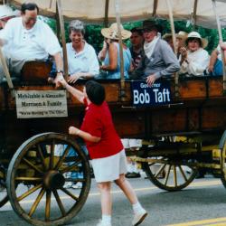 Recieving Library Books from Wagon Train
