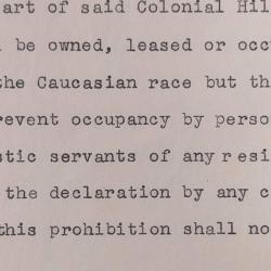 Section of an Abstract for a Colonial Hills Home Containing a Racially Restrictive Covenant
