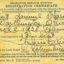 Selective Service System Registration Certificate