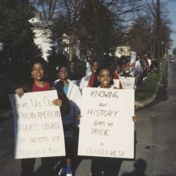 Students Marching on Dublin-Granville Road for African-American Studies Course