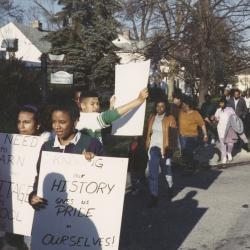 Students Marching on E. Dublin-Granville Road for African-American Studies Course