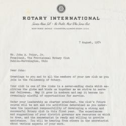 Welcome Letter for Dublin-Worthington Rotary Club