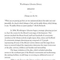 Worthington Libraries History 2004-2010
