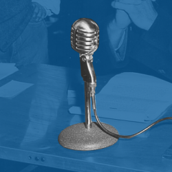 Old fashioned microphone on a table