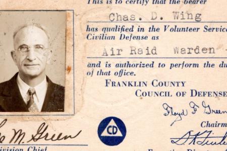 Air Raid Warden Card of Charles Wing