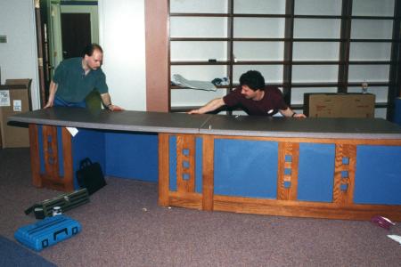 Assembling the Circulation Desk at the Northwest Library
