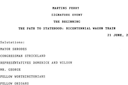 Bicentennial Wagon Train Speech