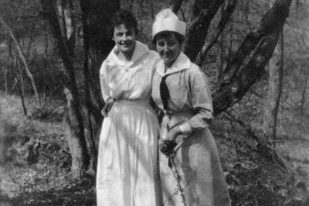 Harriet Elizabeth Putman and Unidentified Person on Hillside at Camp Sherman