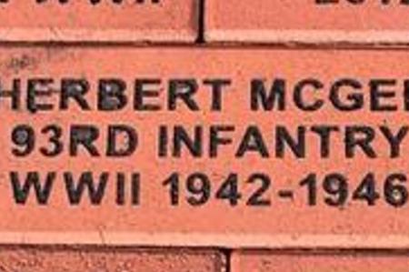 Color photo of a Memorial Brick for Herbert McGee at Motts Military Museum